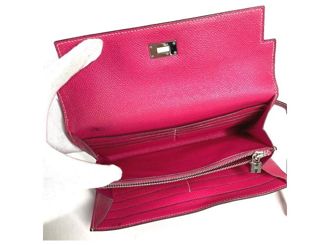 Hermès Kelly Long Wallet aus Epsom-Leder Pink - Ansicht 13