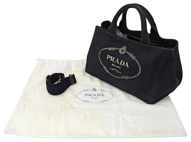 Tote Borsa in tela nera Prada Nero - vista 7