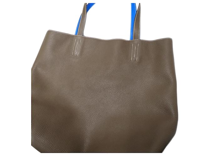 Hermès Borsa Hermes Double Sens 45 Blu Taupe - vista 13