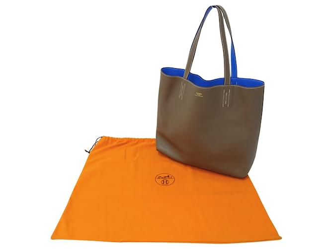Hermès Borsa Hermes Double Sens 45 Blu Taupe - vista 9