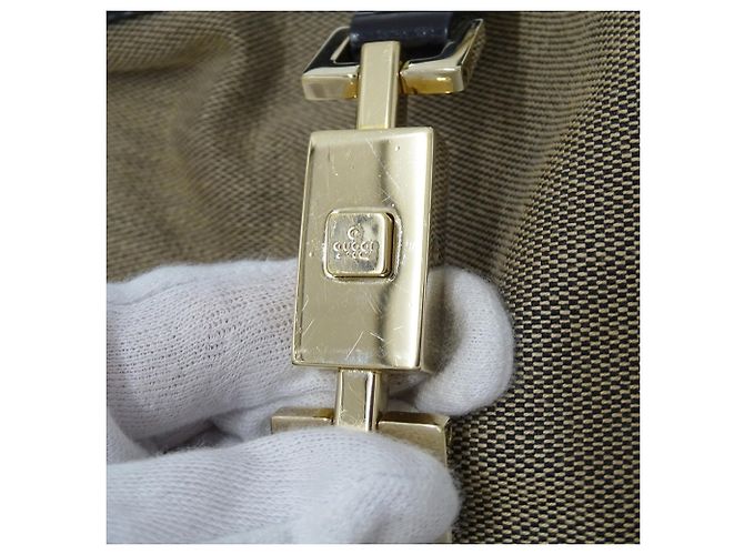 Borsa a Spalla Gucci Jackie Canvas Nero Beige - vista 12