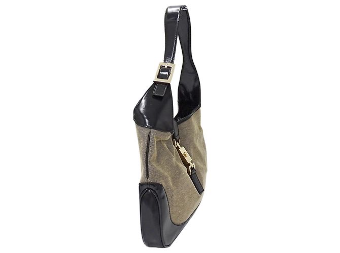 Borsa a Spalla Gucci Jackie Canvas Nero Beige - vista 4