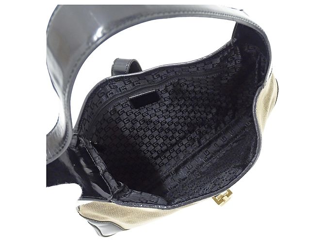 Borsa a Spalla Gucci Jackie Canvas Nero Beige - vista 5