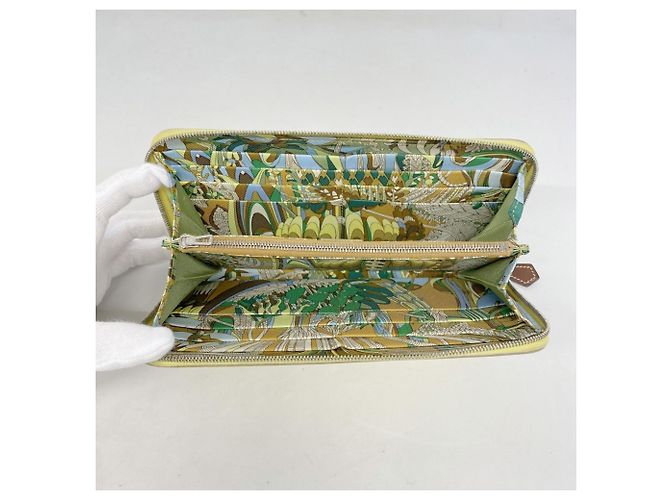 Cartera larga Azap Hermès en piel Epsom Lime Dorado - vista 3