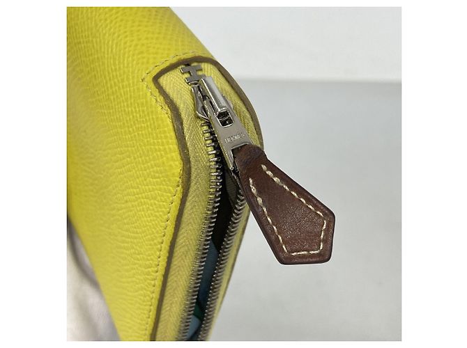 Cartera larga Azap Hermès en piel Epsom Lime Dorado - vista 7