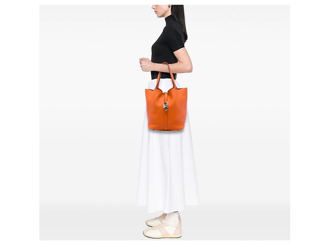 Hermès Orange Clemence Picotin Lock 26 Arancione - vista 5
