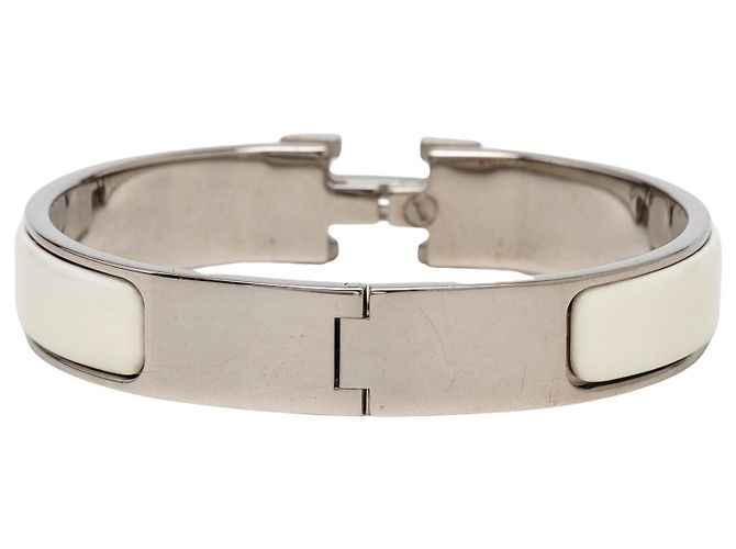 Hermès Clic H Armband aus weißem Emaille schmal PM - Ansicht 3