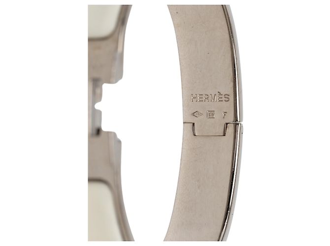 Hermès Clic H Armband aus weißem Emaille schmal PM - Ansicht 4