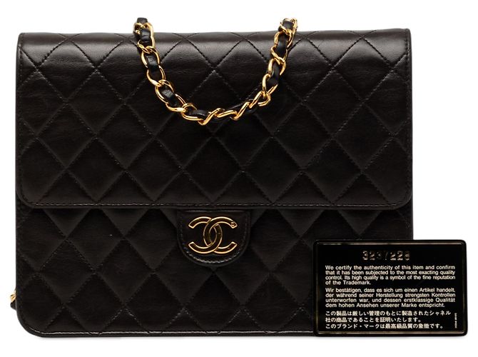 Chanel Black Small CC Quilted Lambskin Single Flap Nero - vista 7