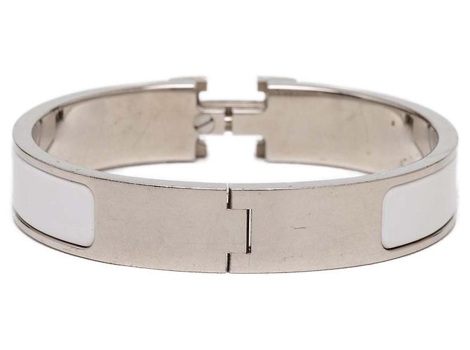 Bracciale Hermès Clic H in smalto bianco stretto GM - vista 3