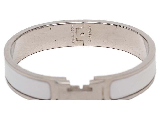 Bracciale Hermès Clic H in smalto bianco stretto GM - vista 4