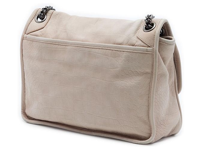 Saint Laurent Niki in nubuck marrone con stampa coccodrillo misura Medium Beige - vista 2