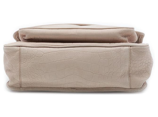 Saint Laurent Niki in nubuck marrone con stampa coccodrillo misura Medium Beige - vista 3