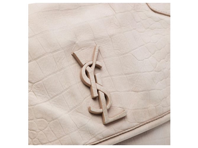 Saint Laurent Niki in nubuck marrone con stampa coccodrillo misura Medium Beige - vista 5