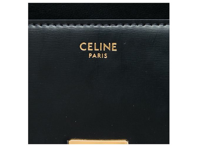 Céline Borsa a tracolla Celine Triomphe Claude in pelle di vitello lucida nera Nero - vista 5
