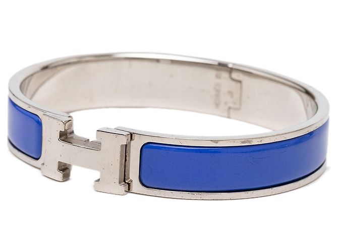 Bracciale GM Clic H in smalto blu stretto Hermès - vista 2