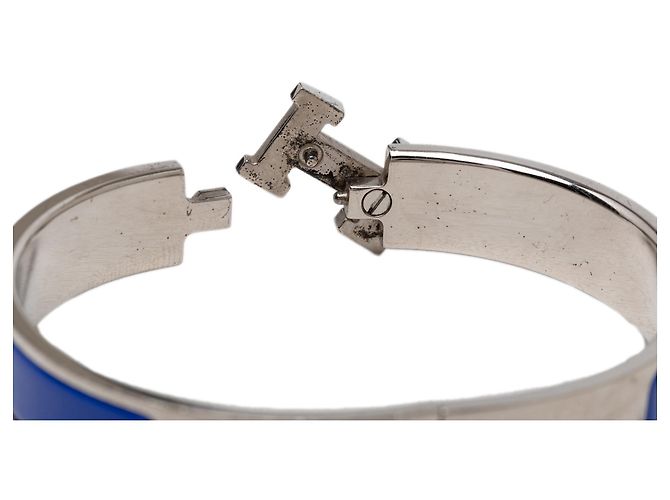 Bracciale GM Clic H in smalto blu stretto Hermès - vista 4