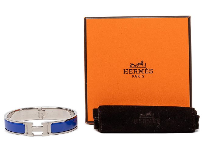 Bracciale GM Clic H in smalto blu stretto Hermès - vista 6