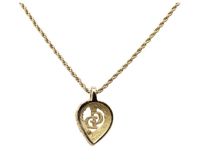 Collana Dior Gold con pendente a cuore CD in strass placcato oro D'oro - vista 3