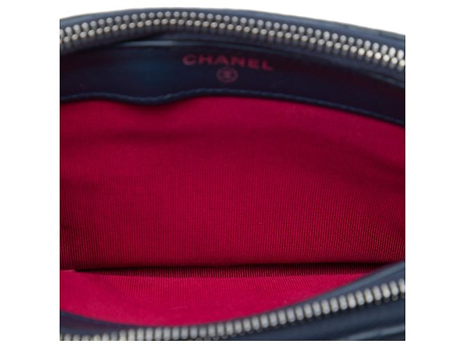 Clutch Chanel Gabrielle Blue Bicolor in pelle di vitello invecchiata con doppia zip e catena Blu navy - vista 4