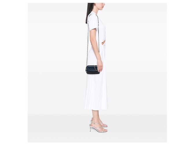 Clutch Chanel Gabrielle Blue Bicolor in pelle di vitello invecchiata con doppia zip e catena Blu navy - vista 6