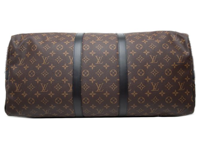 Louis Vuitton Marrone Monogram Macassar Keepall Bandouliere 55 - vista 3