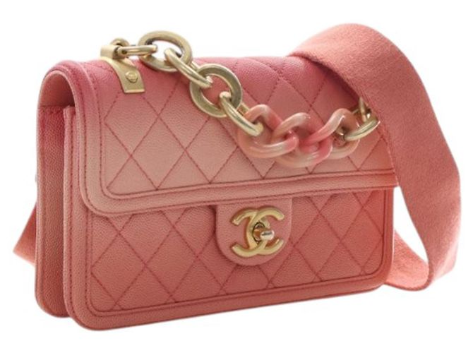 Chanel Pink Small Quilted Caviar Sunset On The Sea Flap Rosa - vista 4