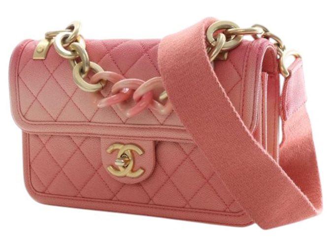 Chanel Pink Small Quilted Caviar Sunset On The Sea Flap Rosa - vista 5