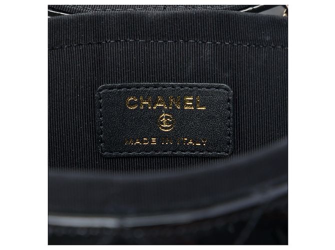 Clutch Vanity Chanel Black CC Trapuntata Vernice con Catena Nero - vista 5