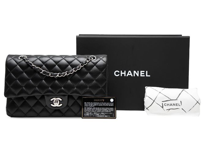 Chanel Black Medium Classic Lambskin Double Flap Nero - vista 8