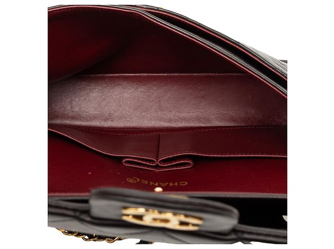 Chanel Black Medium Classic Lambskin Double Flap Nero - vista 4