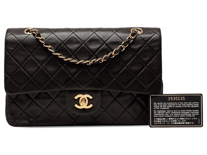 Chanel Black Medium Classic Lambskin Double Flap Nero - vista 7