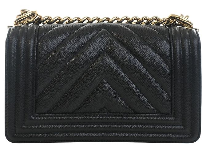Chanel Black Small Chevron Caviar Boy Flap Nero - vista 2