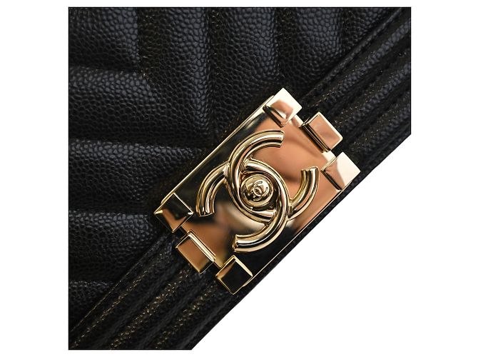 Chanel Black Small Chevron Caviar Boy Flap Nero - vista 6