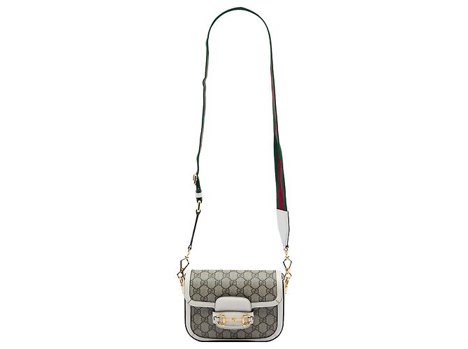 Gucci Beige Small GG Supreme Web Horsebit 1955 Crossbody - vista 2