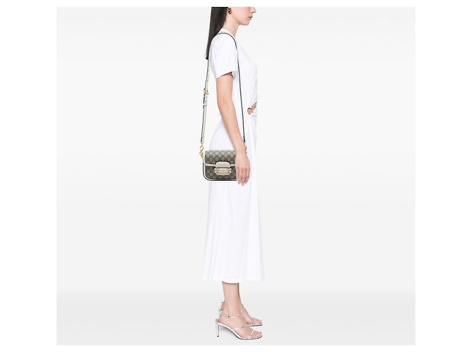 Gucci Beige Small GG Supreme Web Horsebit 1955 Crossbody - vista 7