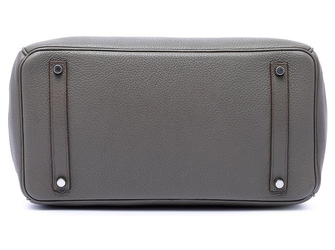 Hermès Gray Clemence Birkin Retourne 35 Marrone Grigio antracite - vista 3