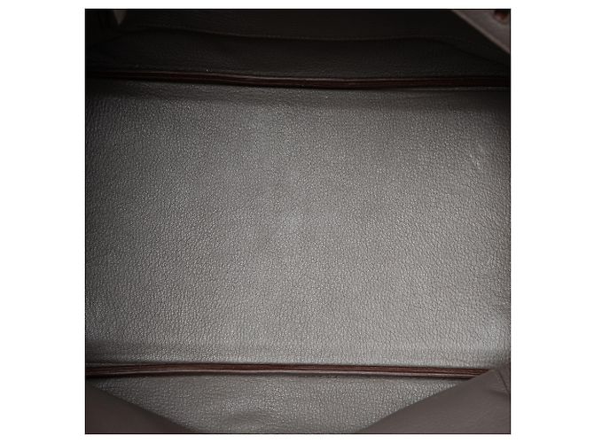 Hermès Gray Clemence Birkin Retourne 35 Marrone Grigio antracite - vista 4