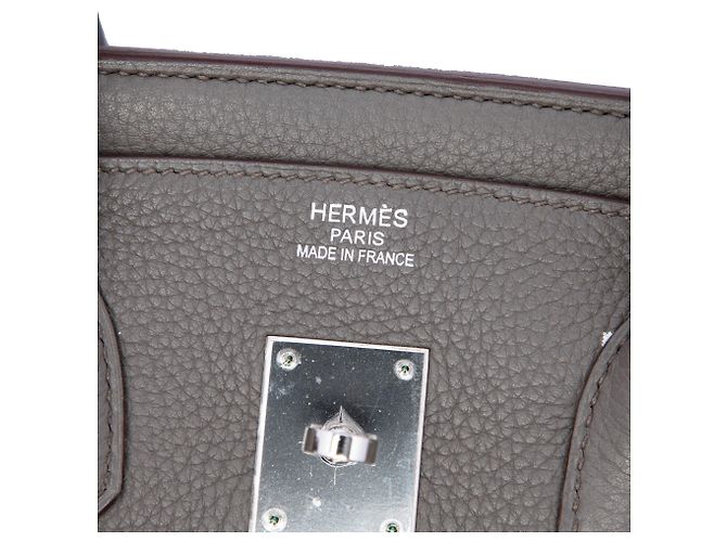 Hermès Gray Clemence Birkin Retourne 35 Marrone Grigio antracite - vista 5