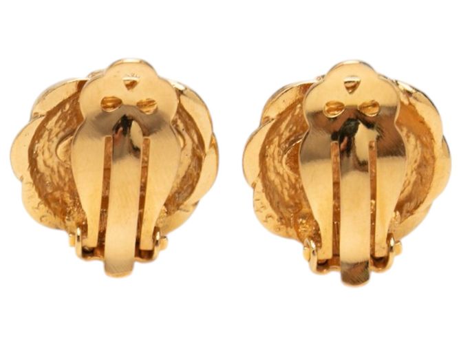 Orecchini a clip Chanel Gold CC placcati oro fiore D'oro - vista 2