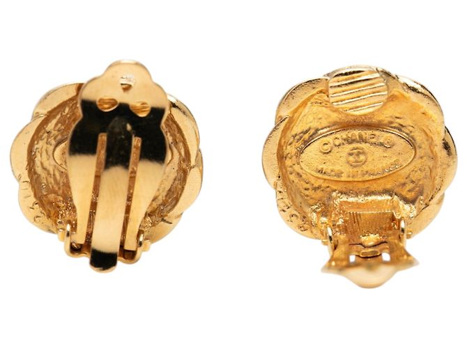 Orecchini a clip Chanel Gold CC placcati oro fiore D'oro - vista 3