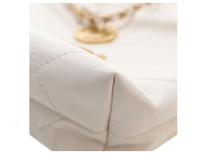 Chanel Mini Hobo 22 in pelle di vitello lucida bianca Bianco - vista 11