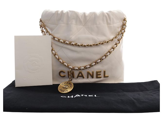 Chanel Mini Hobo 22 in pelle di vitello lucida bianca Bianco - vista 15