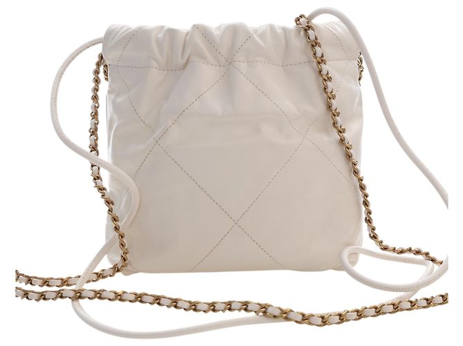 Chanel Mini Hobo 22 in pelle di vitello lucida bianca Bianco - vista 4