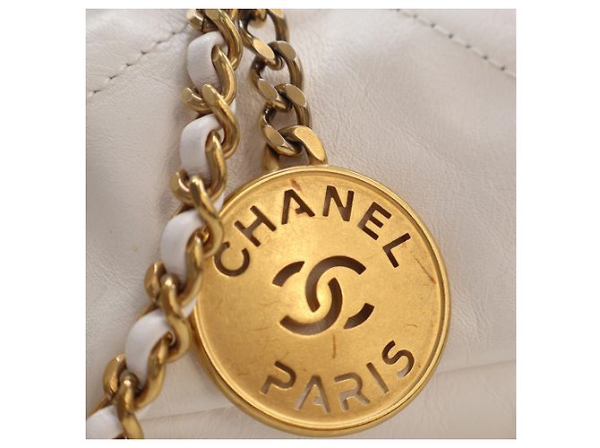 Chanel Mini Hobo 22 in pelle di vitello lucida bianca Bianco - vista 7