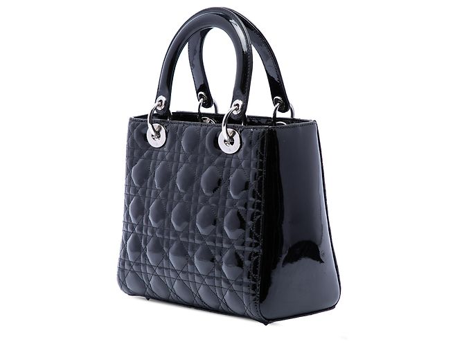 Dior Black Medium Patent Cannage Lady Dior Nero - vista 2