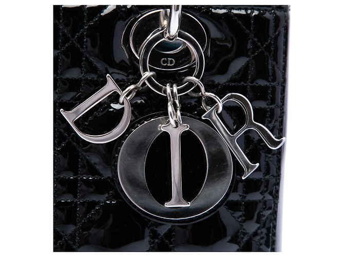 Dior Black Medium Patent Cannage Lady Dior Nero - vista 5