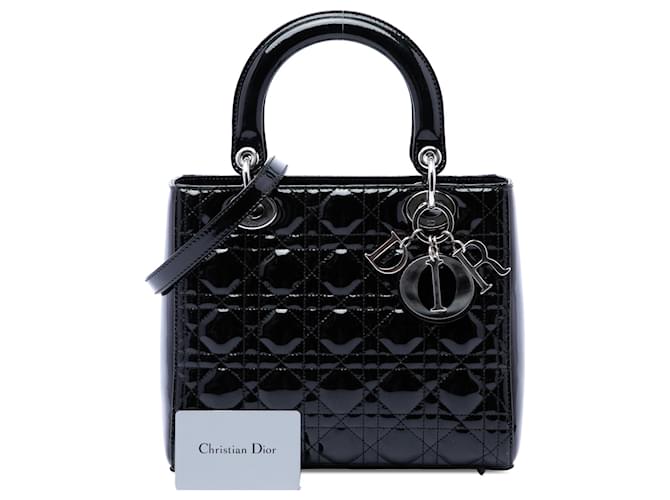 Dior Black Medium Patent Cannage Lady Dior Nero - vista 7