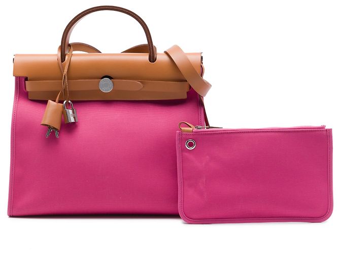 Hermès Pink Toile Herbag Zip 31 Rosa - vista 7