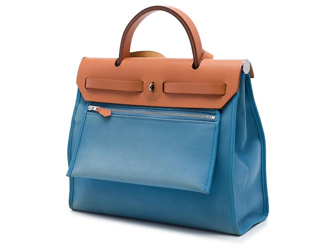 Hermès Blue Toile Herbag Zip 31 - vista 2